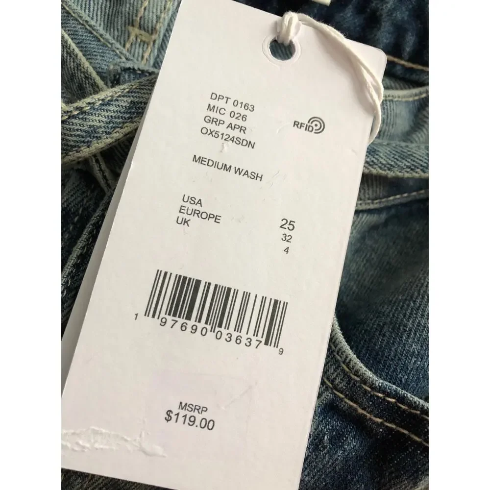 Le' AL.X Denim Mid-Rise Shorts  Distressed Bermuda Women's Size 25 NEW